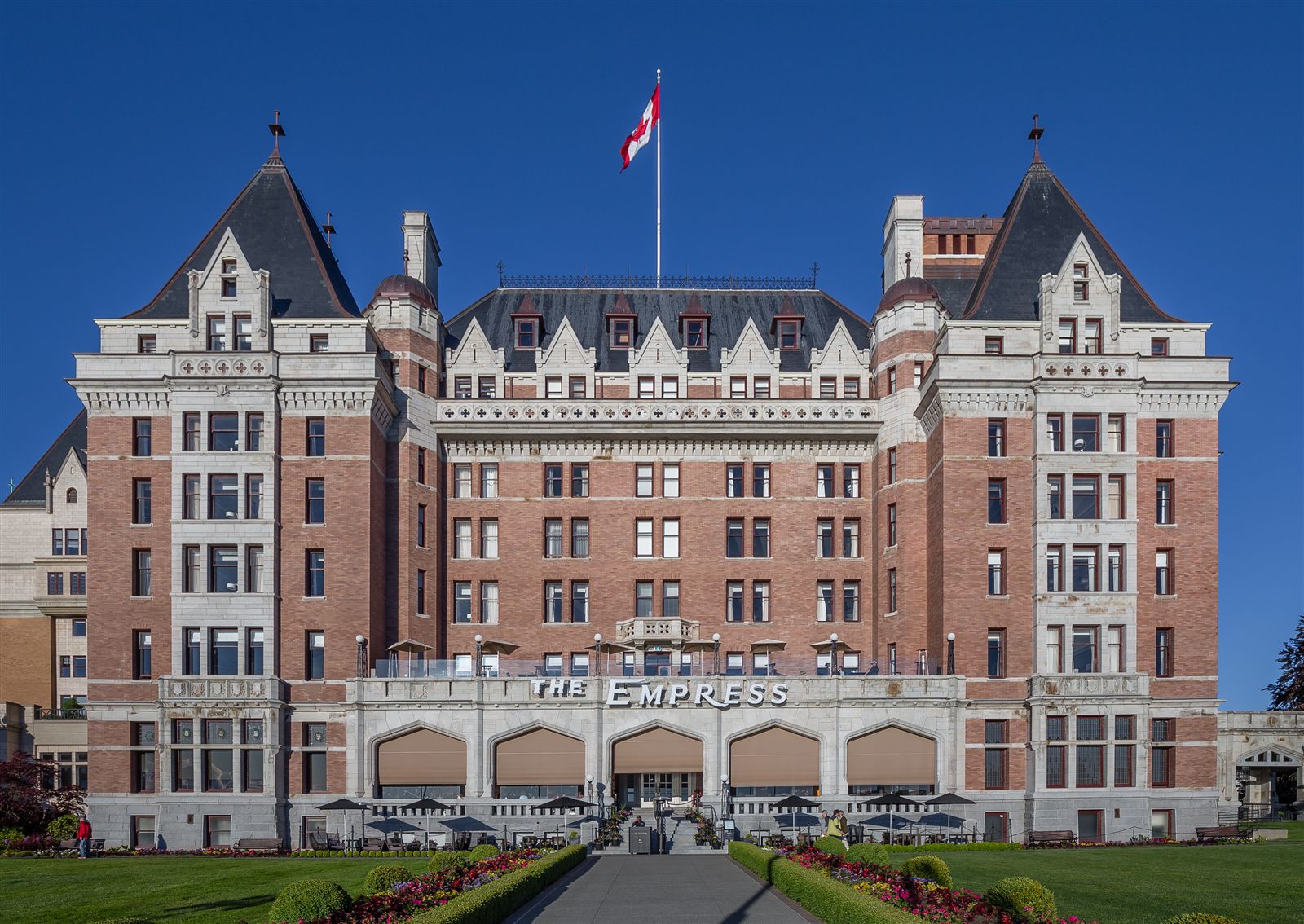 A grand ivy-clad heritage hotel on Victoria's Inner Harbour